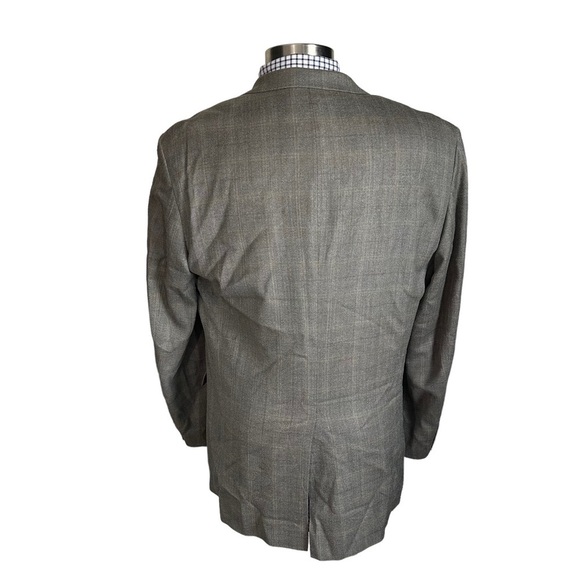 Ralph Lauren Taupe Cream Check 2-Button Silk 52% & Wool 48% Suit Jacket Sz 44XL - Picture 4 of 13
